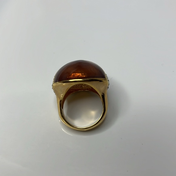 COFFEE ENAMEL PAVE DOMED RING VINTAGE - Picture 2 of 7